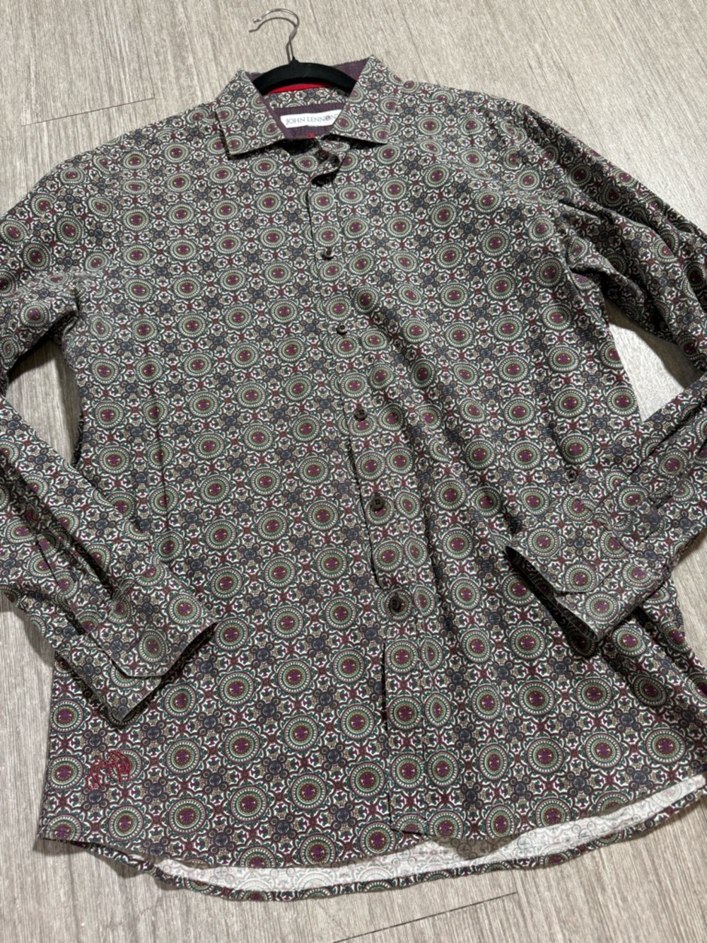 John Lennon Psychedelic Medallion Shirt Retro Mod Geometric Print Designer